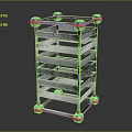 Durable Multi layer Metal Sports Equipment Storage Rack With Blue Wheels