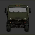 Green Military Truck With Canvas Covered Cargo Bed And Six Wheels