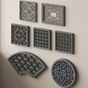 New Chinese-style openwork window carved pattern openwork window lattice wall lattice window antique leak window 3d model