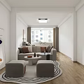 Stylish Modern Apartment Interior With Sofa Coffee Table Artwork Plants And Wooden Floor