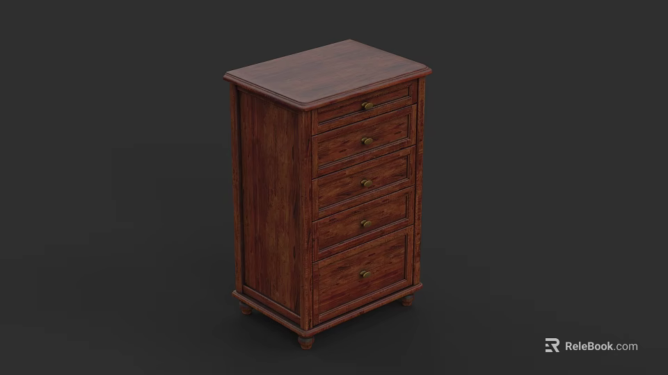 Traditional Wooden Entryway Side Cabinet with Multiple Drawers and Classic Design 3d model 