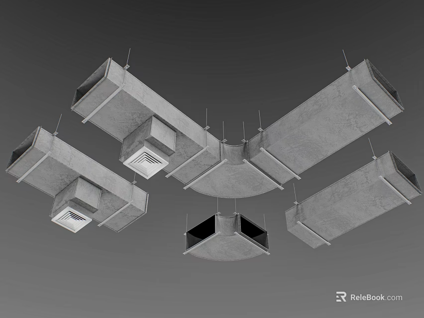 Modern Commercial Ventilation Duct Components For Industrial Air Distribution System 3d model 