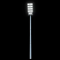 Outdoor Illuminated Billboard With Multiple Light Bulbs Arranged On Metal Pole Structure 3d model