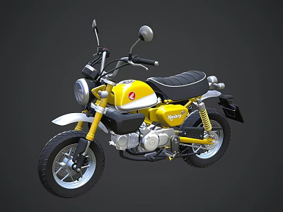 Stylish Yellow Motorcycle With Black Seat Round Headlight And Classic Compact Design 3d model