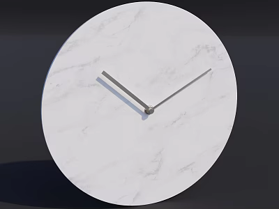 White Marble Round Wall Clock With Minimalist Design And Thin Metal Hands 3d model