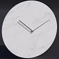 White Marble Round Wall Clock With Minimalist Design And Thin Metal Hands