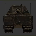 Rusty Vintage Military Tank with Number 210 Cross Marking on Tracks in Old Condition