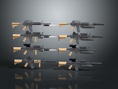 rifle semi-automatic rifle combat rifle battle rifle carbine war rifle attack rifle 3d model