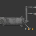 Industrial Machinery Components With Tall Vertical Cylindrical Pipe Horizontal Tank And Connecting Control Valves