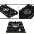 Modern Gas Stove Kitchen Appliance With Multiple Burners And Black Glass Top