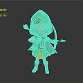 Game And Movie Character With Green Hooded Cloak Red Hair And Bow Arrow