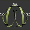 Man Using Fluorescent Green Safety Harness With Black Buckles And Adjustable Straps