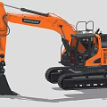 Orange Doosan Crawler Excavator With Large Bucket And Construction Cab 3d model