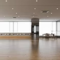 Spacious Bright Fitness Studio With Wooden Flooring And Large Windows