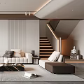 Modern Living Room Interior Design With White Sofa Coffee Table Green Plant And Red Artwork