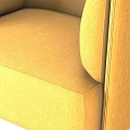 Modern Yellow Fabric Single Sofa With Comfortable Armrests And Metal Legs 3d model