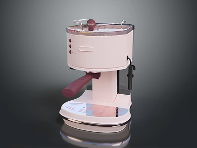 Stylish Pink Compact Kitchen Coffee Machine With Modern Handle And Control Buttons 3d model