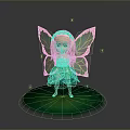 Game Movie Fairy Character With Golden Wings Flower Crown Green Dress And Red Strawberry