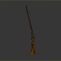 Vintage Flintlock Gun With Wooden Stock And Metal Barrel In Brown Gold