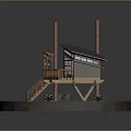 Detailed Miniature Wooden Treehouse Model With Staircase Small Plants And Circular Ground