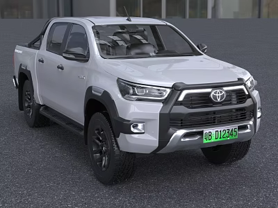 Toyota White Pickup Truck With Black Wheels And Front Grille Design 3d model