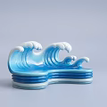 Wave Shaped Blue and White Modern Landscape Seating with Layered Artistic Design