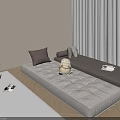 Minimalist Japanese Room Interior With Tatami Mat Brown Cushions And Window Bench