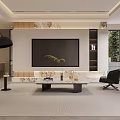 Modern Living and Dining Room Interior With Sofa Coffee Table Plants And Floor Lamp