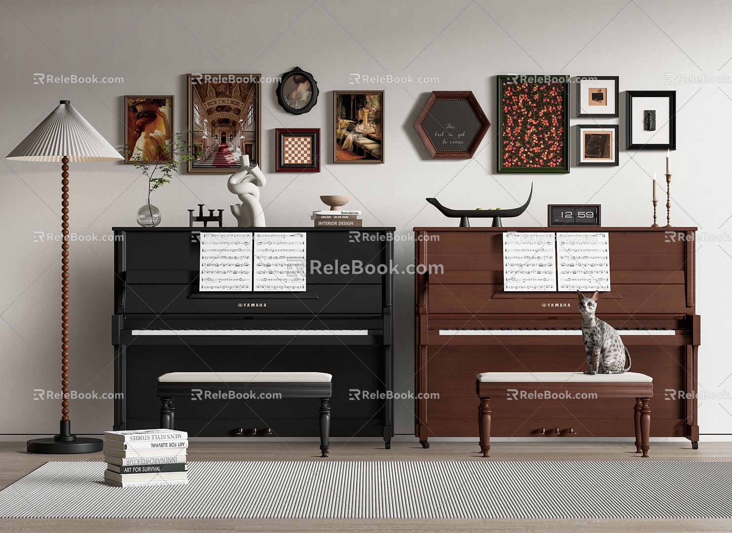 Modern Piano Hanging Painting Floor Lamp Ornaments Combination model