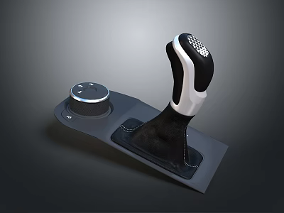 Modern Automotive Gear Shift Lever With Black White Design And Textured Knob On Base 3d model