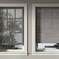 Stylish Home Window Blinds Covering Panels With Outdoor Greenery And Buildings View