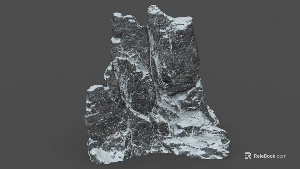 Snow Covered Stone 3D Model With Rough Texture And Irregular Shape 3d model 