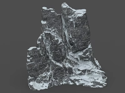 Snow Covered Stone 3D Model With Rough Texture And Irregular Shape 3d model