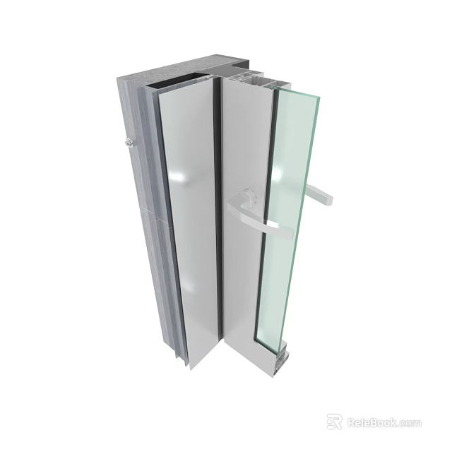 Casement Window With Glass Panel And Metal Frame In Open Position 3d model 