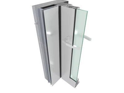 Casement Window With Glass Panel And Metal Frame In Open Position 3d model