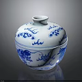 Traditional Blue And White Porcelain Jar With Lid And Dragon Cloud Patterns