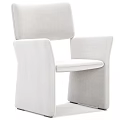 Modern Minimalist Single Chair With Light Gray Fabric And Unique Armrest Design