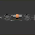Modern Car Chassis Structure With Wheels Battery Packs And Mechanical Components 3d model