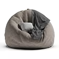 Plush Blue and Brown Bean Bag Chairs with Throw Blanket and Accent Pillow