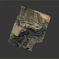 Detailed 3D Book Shaped Terrain Model With Mountain Ranges And Lush Green Vegetation