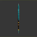 Ornamental Teal Weapon 3D Model With Sharp Top Gear Base And Yellow Spikes