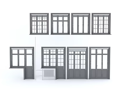Various Window Designs With Different Frame Styles And Glass Panels 3d model