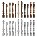 Various Wooden and Metal Balusters with Traditional Carved and Modern Sleek Decorative Designs