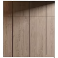 Modern Wooden Furniture Composition With Shelves Decorations Books And Lighting