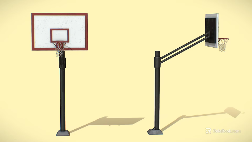 Sports Equipment Basketball Hoops With Fixed And Adjustable Arm Designs Backboard Rim For Outdoor Training 3d model 