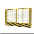 Yellow Grid Road Safety Barrier With Black And Yellow Striped Base