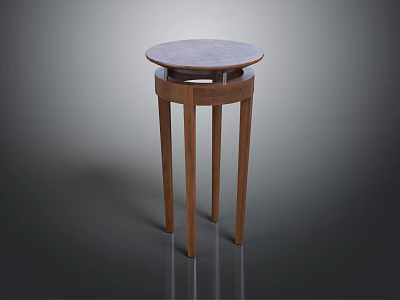Modern Round Wooden Side Table With Four Slender Legs Classic Design 3d model