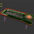 Roulette Table with Green Top Roulette Wheel Chips and Playing Cards for Living Space