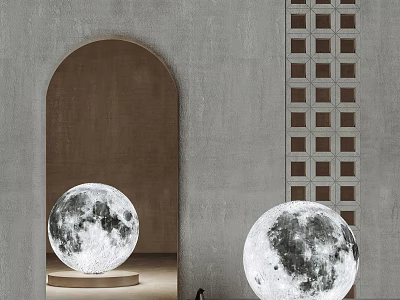 Modern Moon Shaped Floor Lamps In Stylish Room 3d model