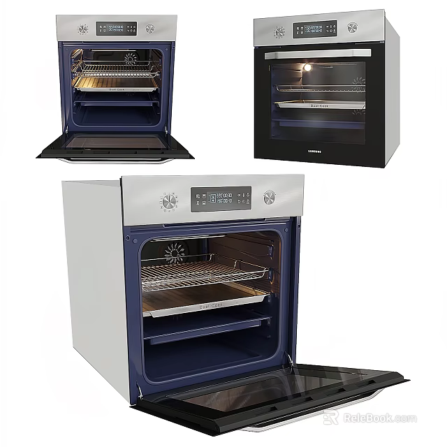 Modern Kitchen Oven Appliances With Open Door And Interior Design Features 3d model 